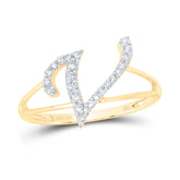 1/6CTW-DIA NK GIFT INITIAL "V" LADIES RING